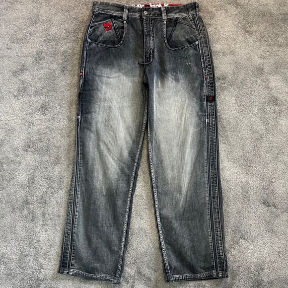 Y2K Pepe Jeans Jeans Mens 34 (fit 38x33) Faded Black Embroidery Baggy Wide Leg - Picture 7 of 16